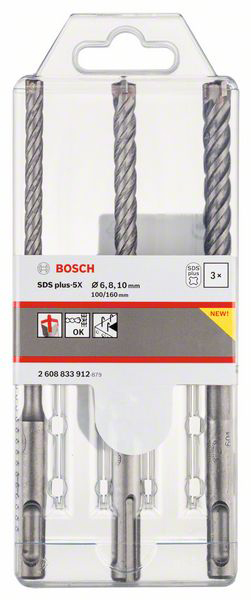 BOSCH set svrdla za beton PRO SDS plus-5X, 6,8,10 mm, 3 dj. - Slika 2