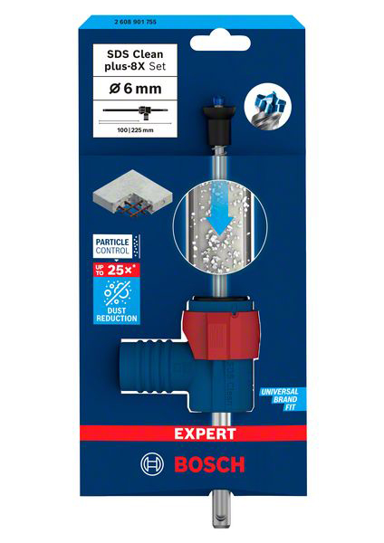 BOSCH set svrdla za armirani beton EXPERT SDS Clean plus-8X, 6x100x225 mm + priključak SDS plus - Slika 2