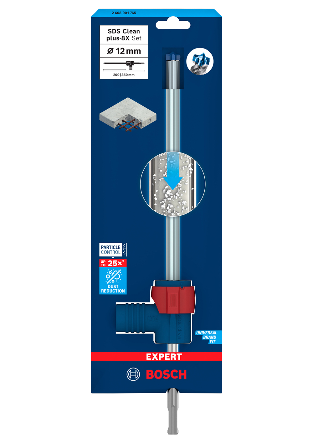 BOSCH set svrdla za armirani beton EXPERT SDS Clean plus-8X, 12x200x350 mm + priključak SDS plus - Slika 2