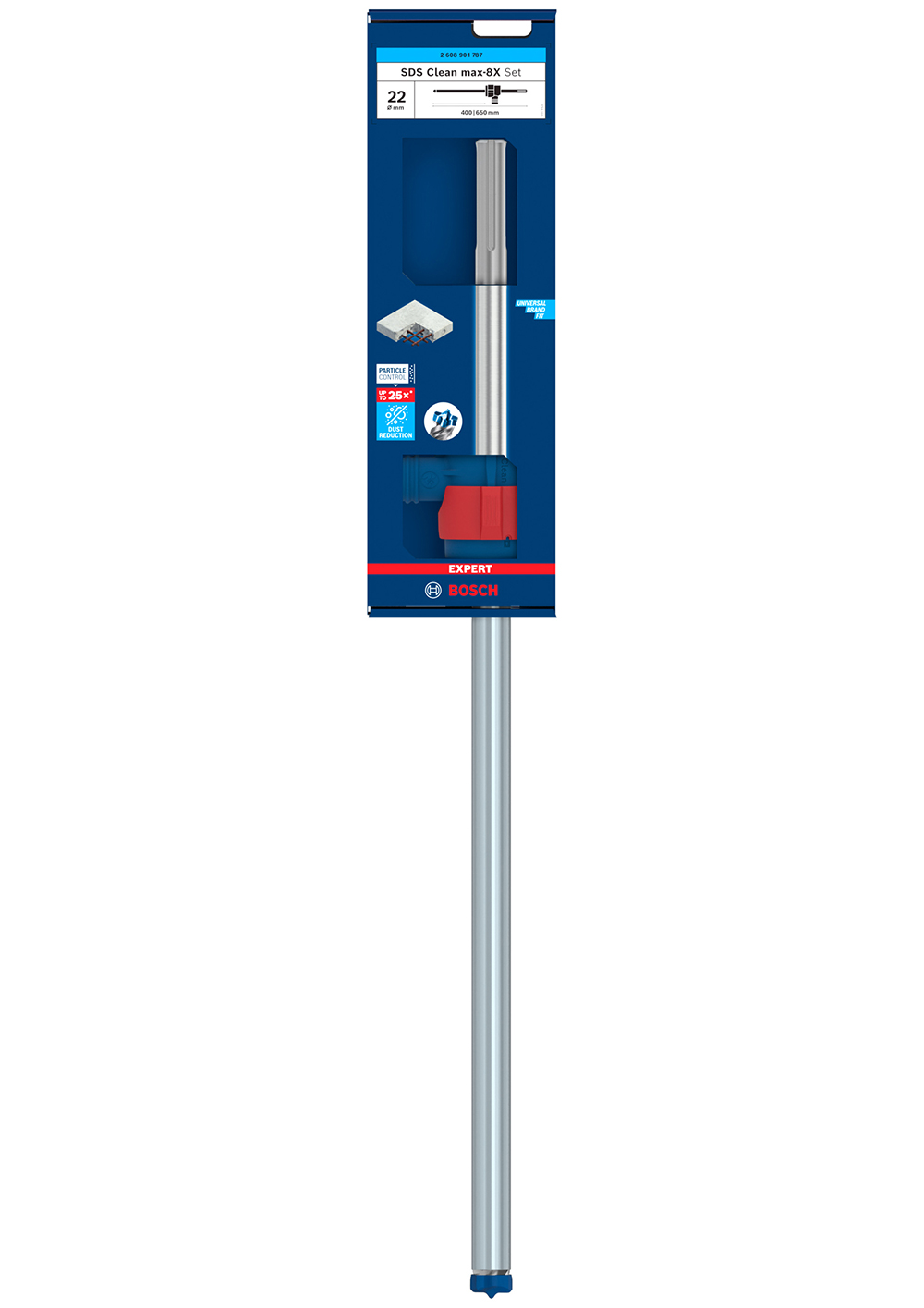 BOSCH set svrdla za armirani beton EXPERT SDS Clean max-8X, 22x400x650 mm + priključak SDS max - Slika 2